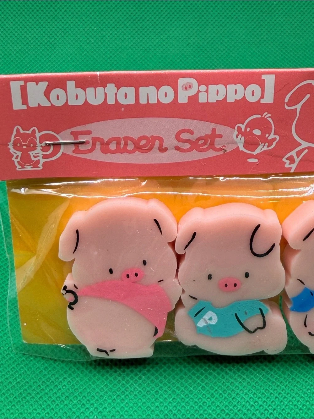 Vintage Sanrio Kobuta no Pippo Pig Eraser Set 3 Erasers Sealed Stationery New